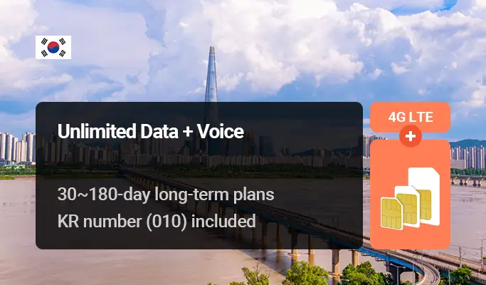 Korea SIM Card: Unlimited Data + Voice + SMS (30~180 days) - Pick up from Incheon Airport T1 & T2