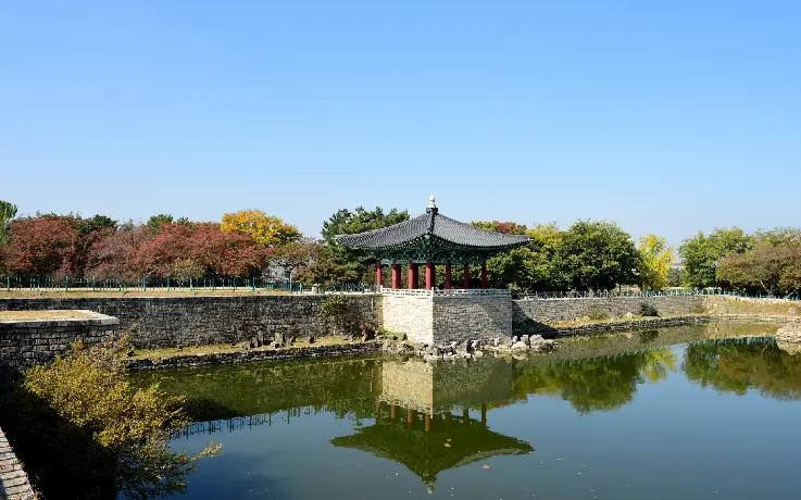 Donggung Palace and Wolji Pond with reflections on the water