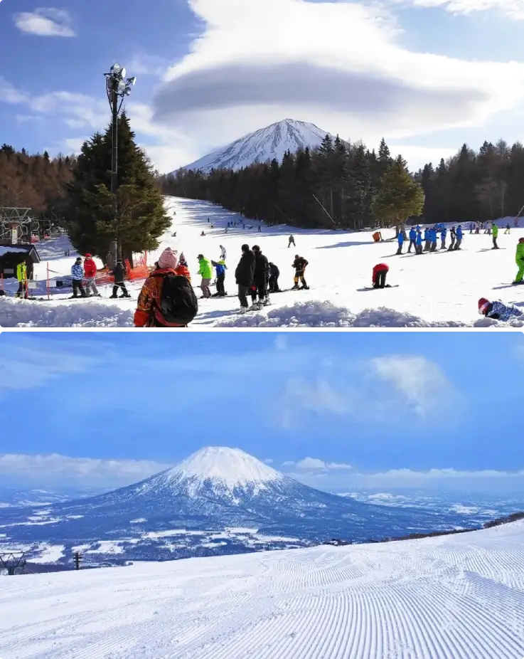 Fujiyama Snow Resort Yeti with Mount Fuji in the background and snow-covered slopes