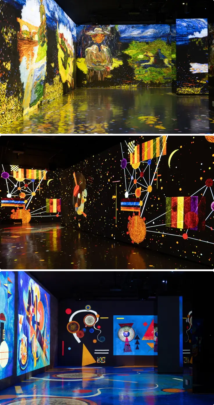 Immersive Kandinsky exhibition with abstract art projections and vibrant visuals