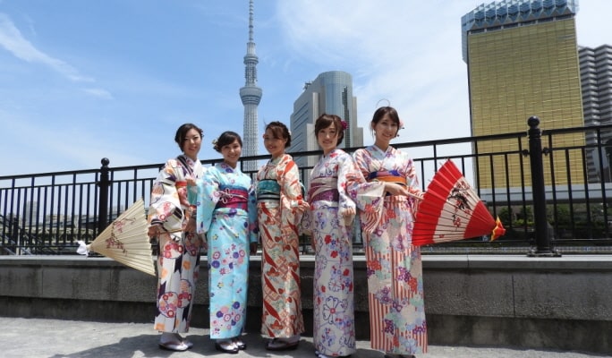 Tokyo Asakusa Hanaka Kimono Rental + Hair Set