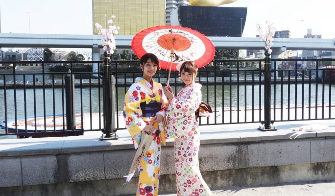 Tokyo Asakusa Hanaka Kimono Rental + Hair Set