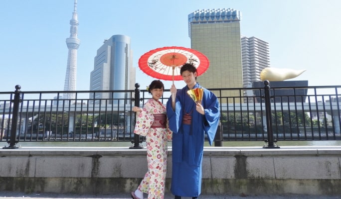 Tokyo Asakusa Hanaka Kimono Rental + Hair Set