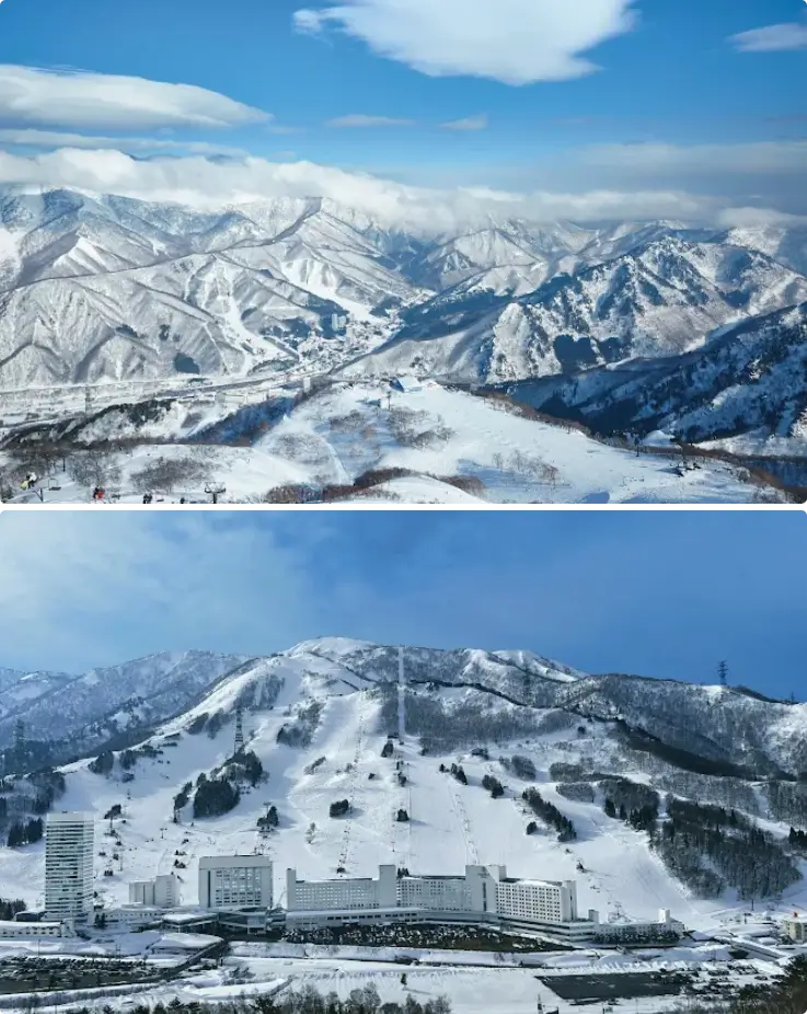 Panoramic view of snow-covered slopes at Naeba Ski Resort, Niigata.