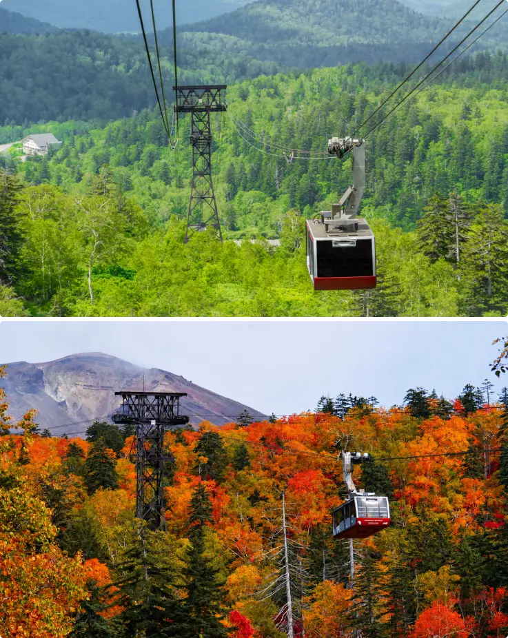 Asahidake Ropeway in operation over Daisetsuzan National Park