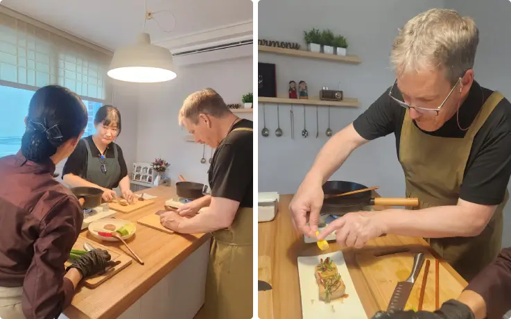 Tourists cooking at K-Harmony