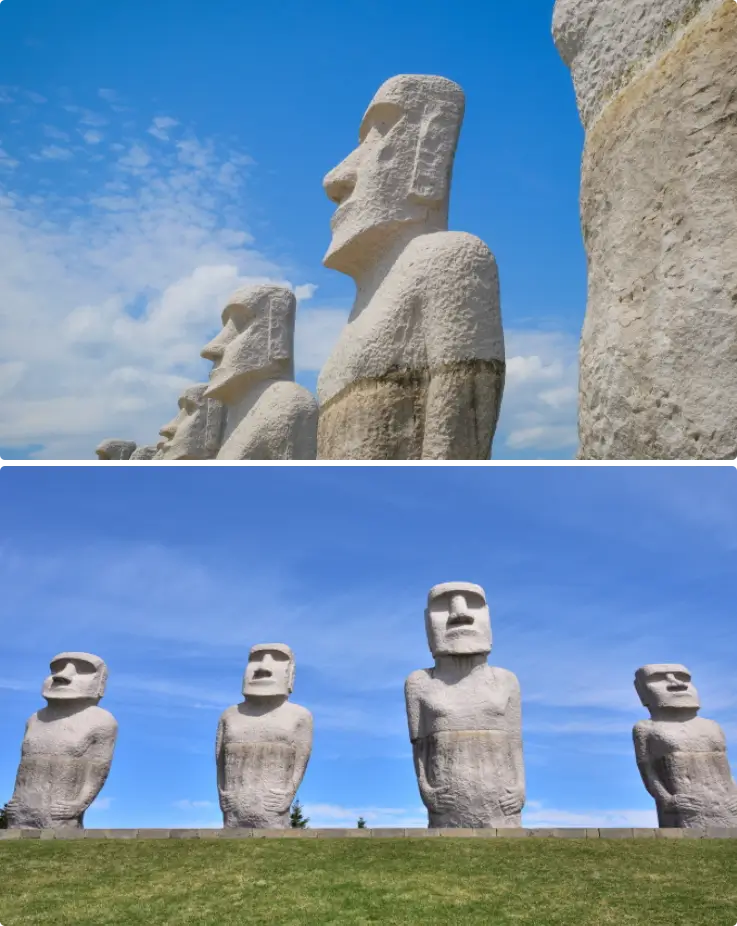 Moai statues at Hill of the Buddha