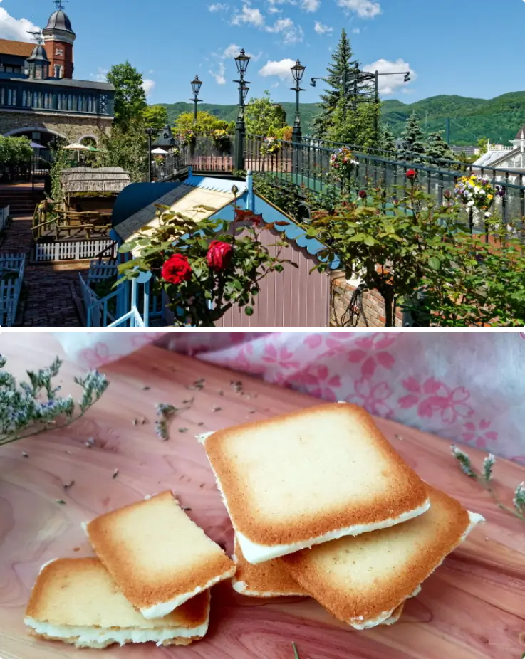 Shiroi Koibito Park on top, Shiroi Koibito cookies on the bottom