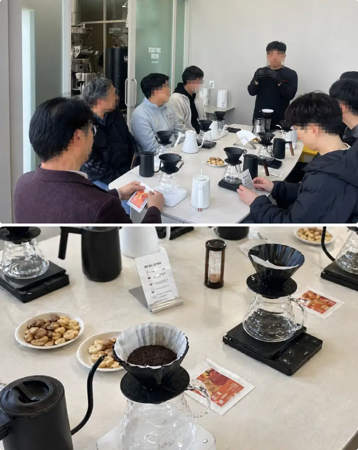 Visitors at a brewing session at P.ARK in Busan