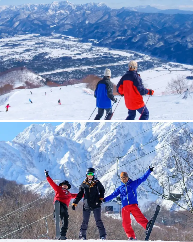 People skiing and enjoying the snow at Hakuba GORYU & Hakuba 47.