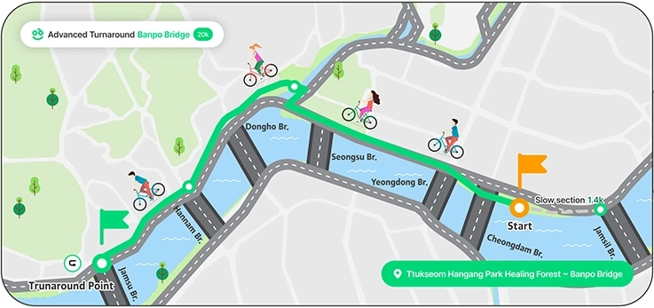 Advanced cycling course map of My Pace Hangang Triathlon