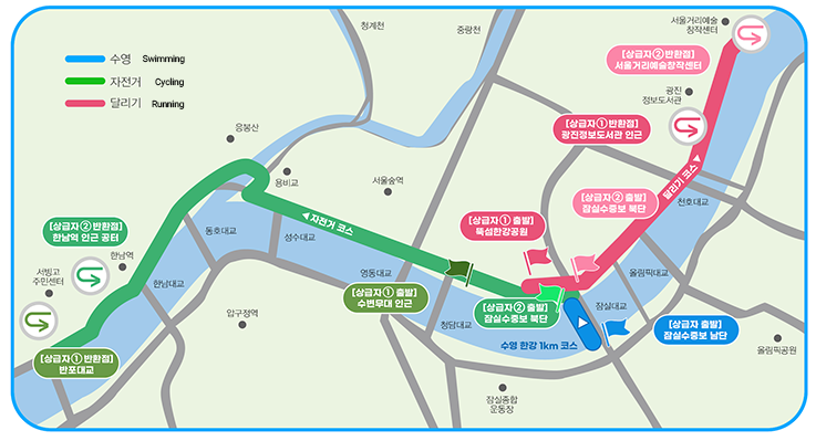 Advanced course map of My Pace Hangang Trialthlon Festival