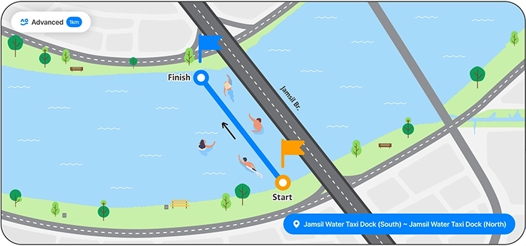 Advanced swimming course map of My Pace Hangang Triathlon