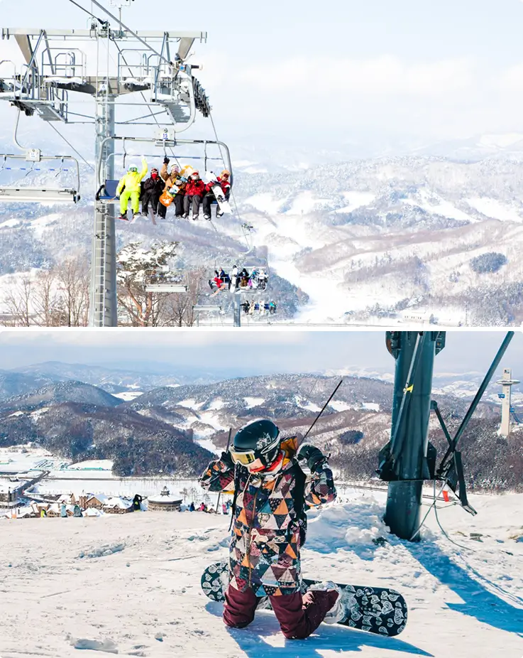 Skiers headed to the slopes of Alpensia Ski Resort on a lift pass.