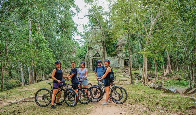 Angkor 3 Temples + Preah Khan Sunrise & Bike Tour (Half Day)
