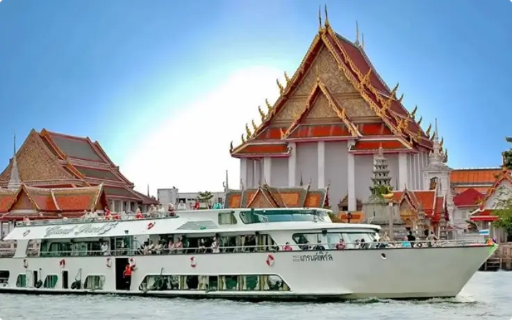 The Grand Pearl Cruise Liner along Bangkok's river banks.