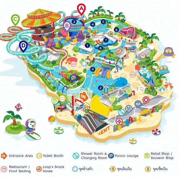 Pororo Aqua Park Bangkok map