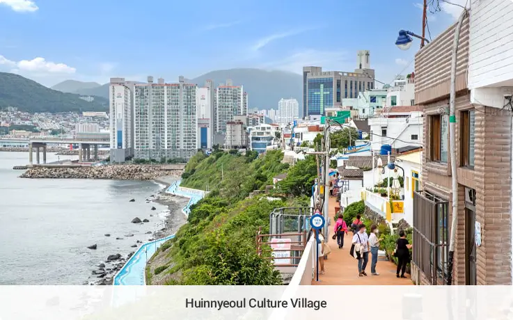 Seaside cliff village with colorful houses at Huinnyeoul Culture Village in Busan