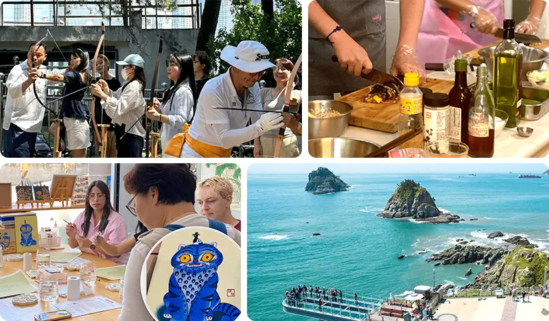 Korean Traditional Culture Experience 1 Day Tour in Busan: Traditional Archery (Gukgung) + Kimbap Making + Minhwa Painting
