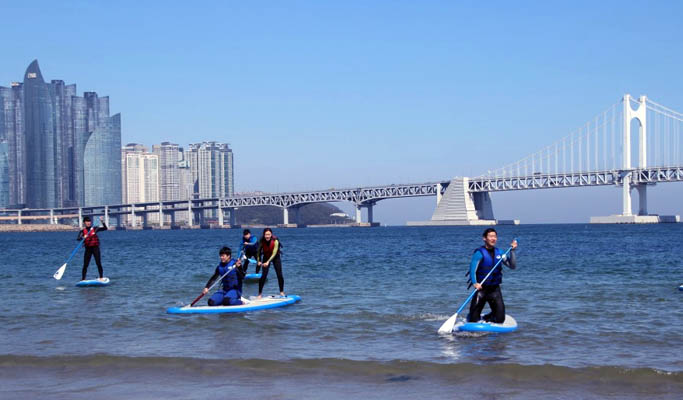 Stand Up Paddleboarding (SUP) at Gwangalli Beach, Busan: Paddleboard Rental & Basic Training
