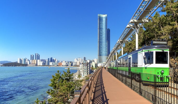 釜山高級一日遊與海雲台天空膠囊和海岸列車