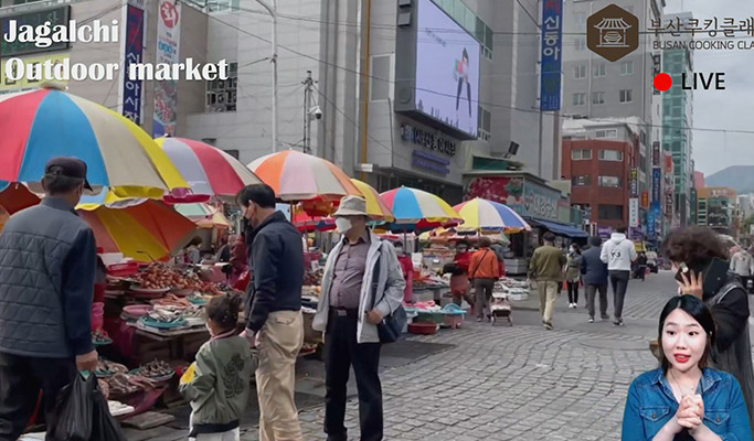 Korean Seafood & Busan's Biggest Seafood Market Virtual Tour (Live Commentary)