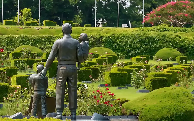 The UN Memorial Cemetery in Busan honoring the soldiers who participated in the Korean War.