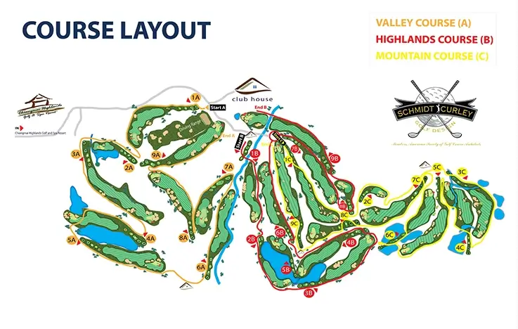 Golf course map of Chiang Mai Highlands Golf and Spa Resort