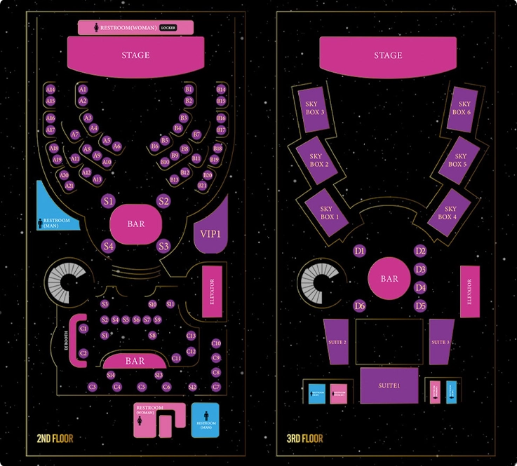 Floor map of Club Chroma in Incheon