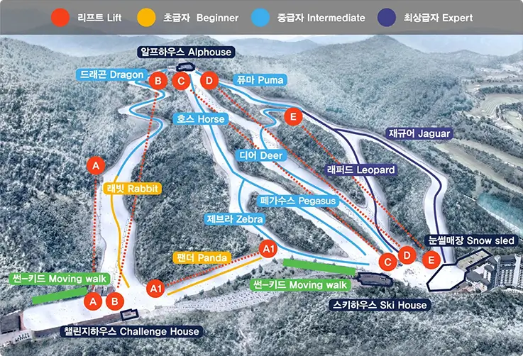 Elysian Gangchon Ski Resort in Chuncheon guide map