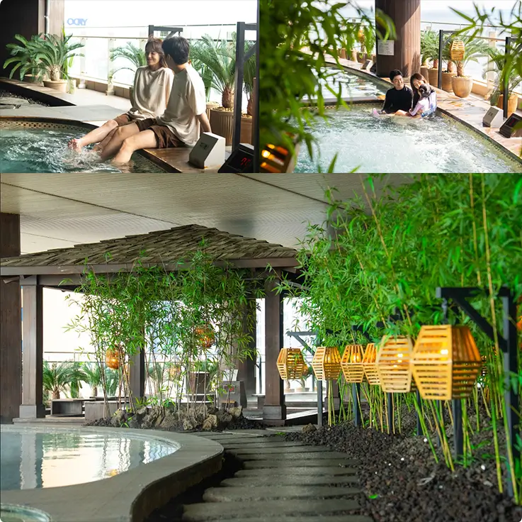 Outdoor hot springs at ClubD Oasis Spa & Waterpark in Busan
