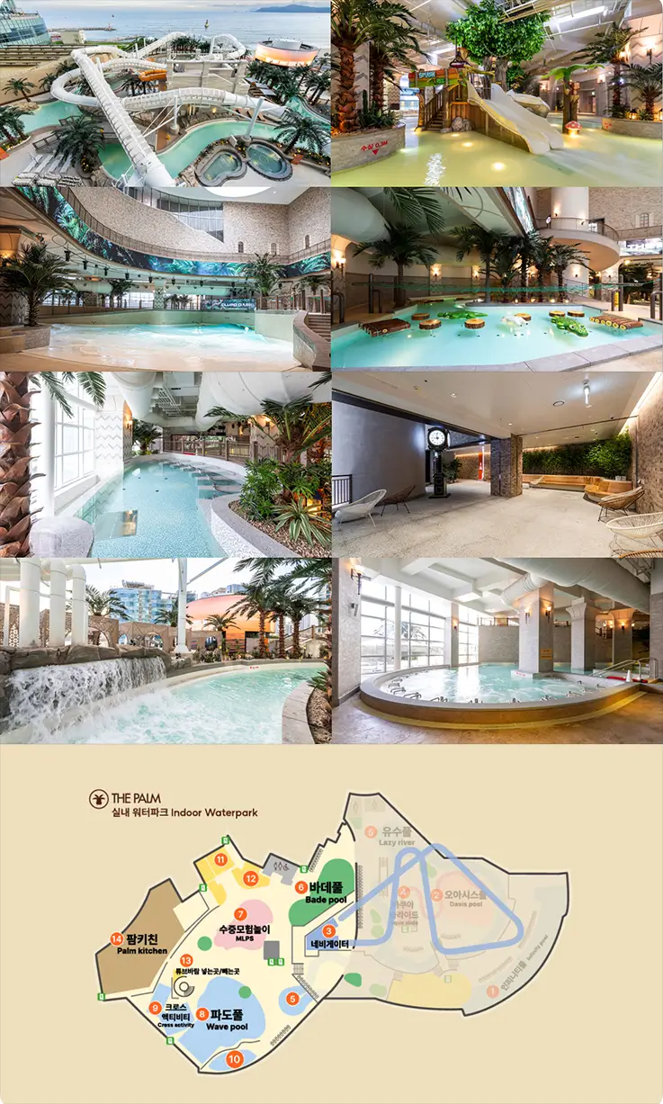Indoor waterpark at ClubD Oasis Spa & Waterpark in Busan.