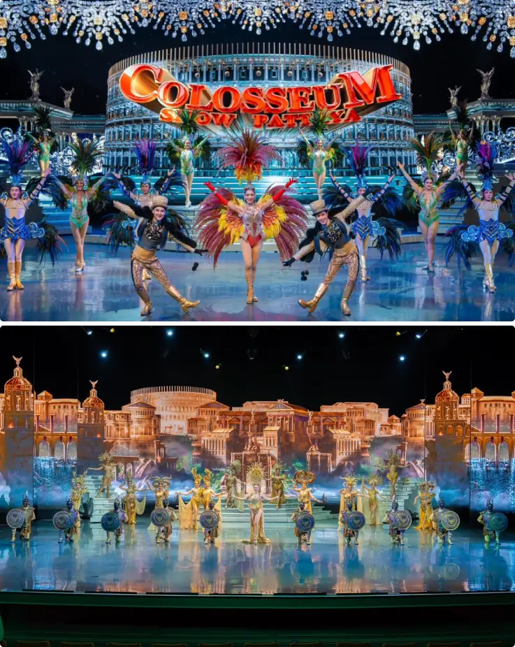 Scenes from the Colosseum Show Pattaya, Thailand's largest modern cabaret show.
