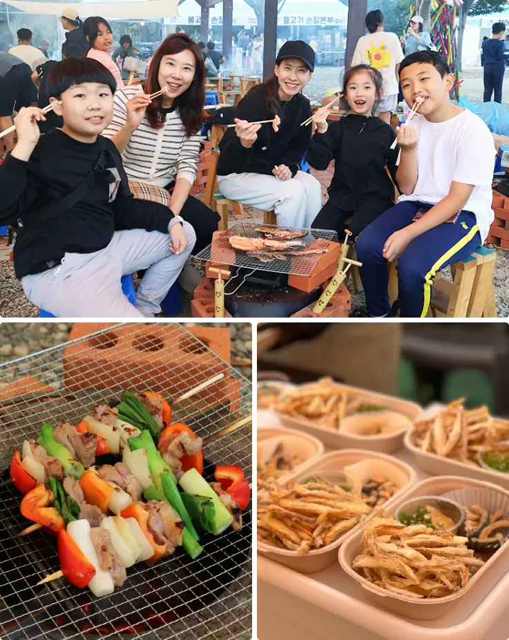 Food stalls serving local Korean cuisine at Wanju Wild and Local Food Festival