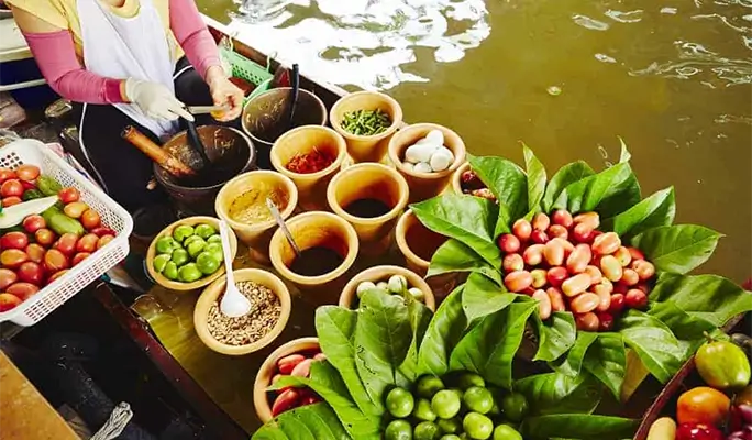 Maeklong Railway Market + Damnoen Saduak Floating Market & Michelin Guide Foodie Tour - from Bangkok