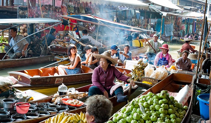 Damnoen Saduak Floating Market & Maeklong Railway Market 1 Day Private Tour - from Bangkok