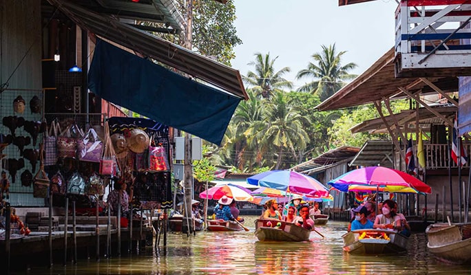 Damnoen Saduak Floating Market & Maeklong Railway Market 1 Day Private Tour - from Bangkok