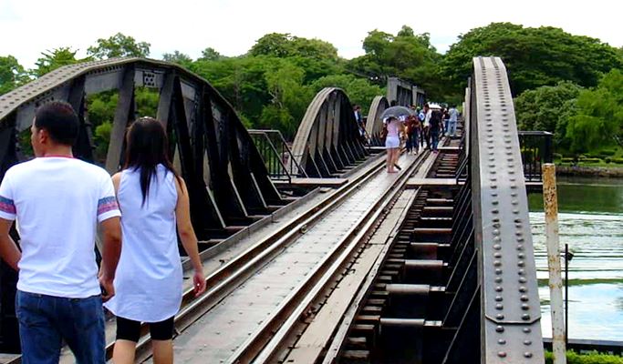 Damnoen Saduak Floating Market + Erawan Waterfall + River Kwai 1 Day Tour - from Bangkok