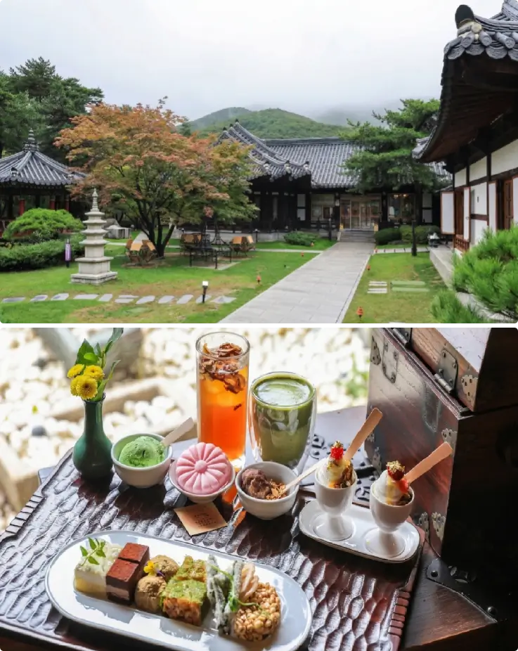 Peaceful traditional pavilion Unamjeong surrounded by natural scenery in Korea