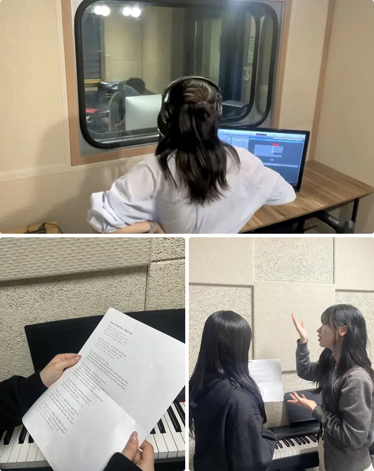 Student receiving 1:1 vocal coaching from a professional vocalist at Dear Story Music Studio.