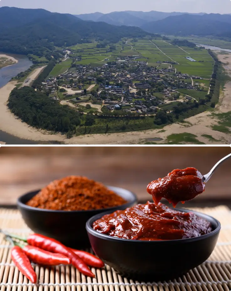 Traditional Korean gochujang paste with ingredients
