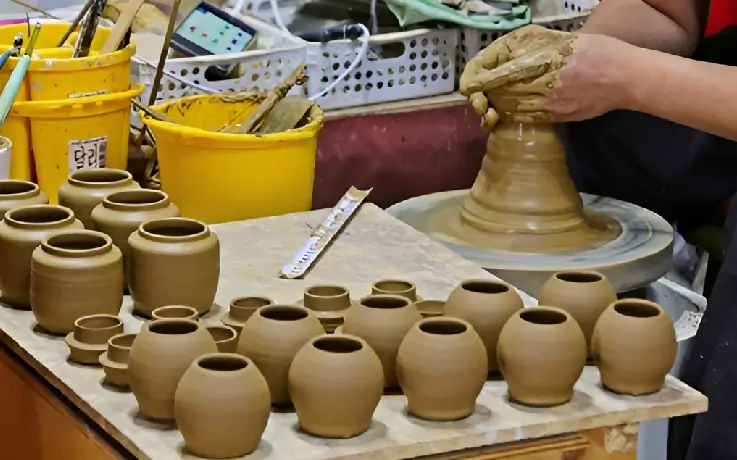 Pottery wheel experience in Gyeongju to create ceramic ware in Korea