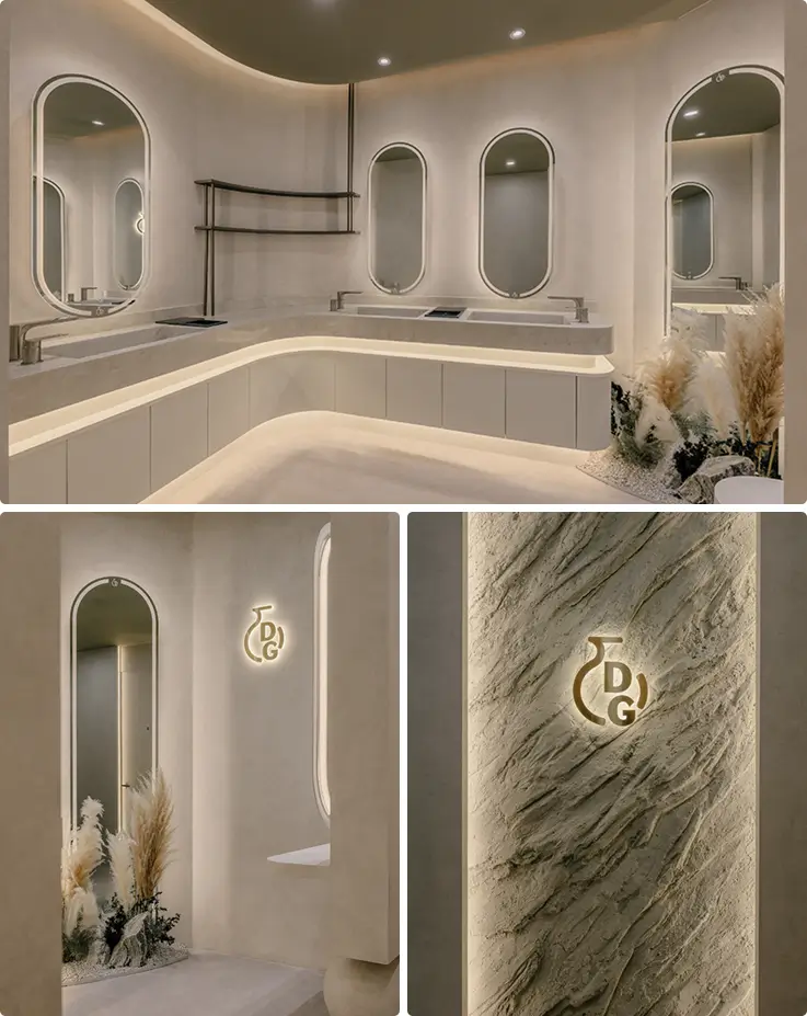 Clean powder room at Dojagi aesthetic clinic in Gangnam.