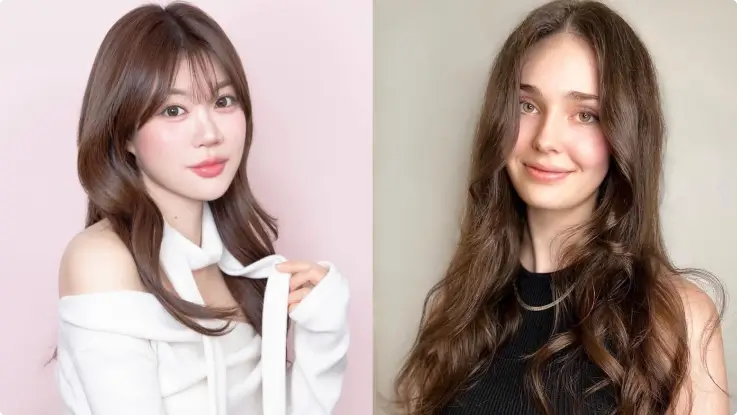 K-beauty inspired makeup and hair styling.