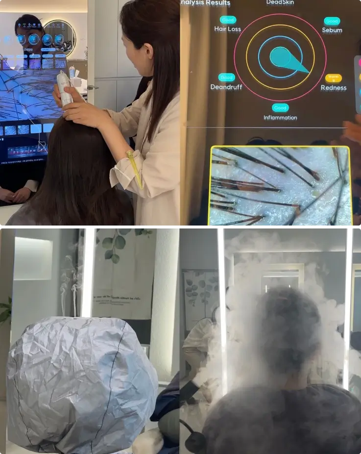 Multi-step head spa treatment at ECOJARDIN COEX Samsung Branch.