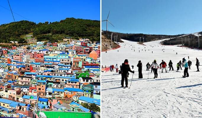 Gamcheon Culture Village & Eden Valley Ski Resort 1 Day Package