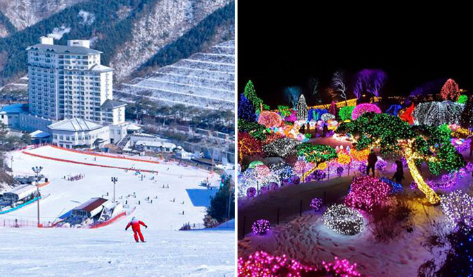 Elysian Gangchon Ski Resort + Garden of Morning Calm Light Festival 1 Day Tour