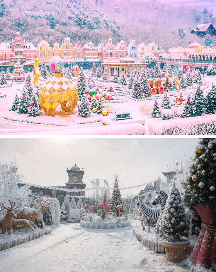 Everland Theme Park in the winter