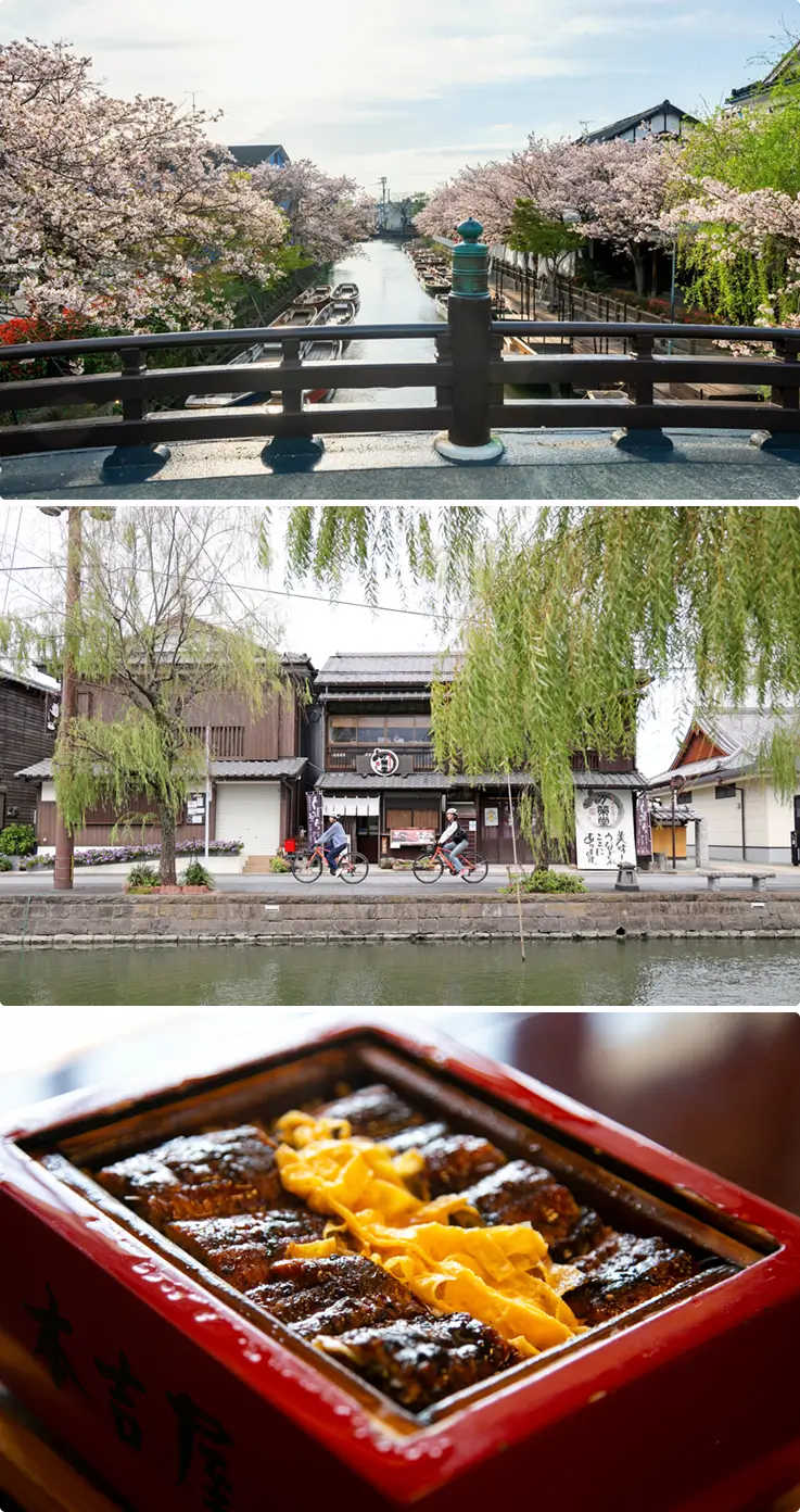 Views of the Yanagawa Canal and a delicious unagi rice bowl, the city's signature dish.