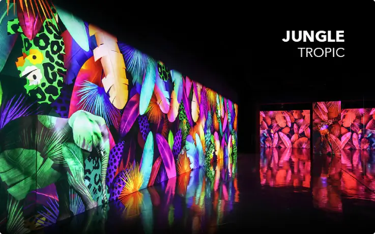 Colorful media art installation at Gangneung Arte Museum.